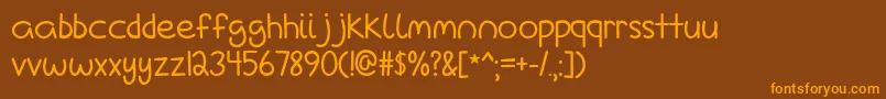 LoveIsAManyComplicatedThing-Schriftart – Orangefarbene Schriften auf braunem Hintergrund