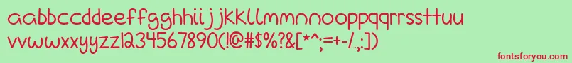 LoveIsAManyComplicatedThing Font – Red Fonts on Green Background