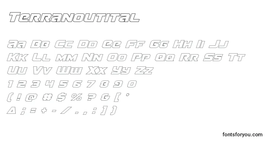 Schriftart Terranoutital – Alphabet, Zahlen, spezielle Symbole