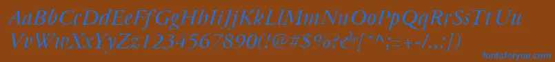 Czcionka Cyrillicgaramonditalic – niebieskie czcionki na brązowym tle