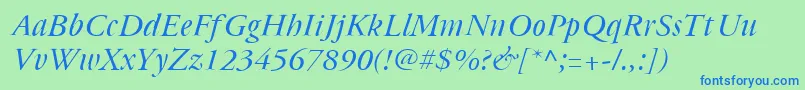 Cyrillicgaramonditalic Font – Blue Fonts on Green Background