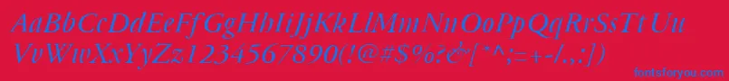 Cyrillicgaramonditalic Font – Blue Fonts on Red Background