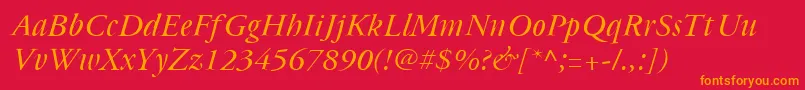 Cyrillicgaramonditalic Font – Orange Fonts on Red Background