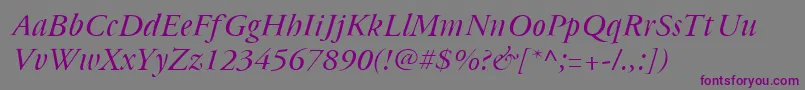 Шрифт Cyrillicgaramonditalic – фиолетовые шрифты на сером фоне