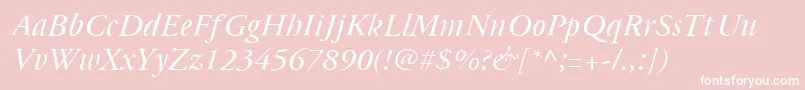 Cyrillicgaramonditalic-fontti – valkoiset fontit vaaleanpunaisella taustalla