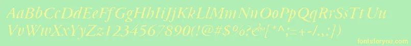 Cyrillicgaramonditalic Font – Yellow Fonts on Green Background