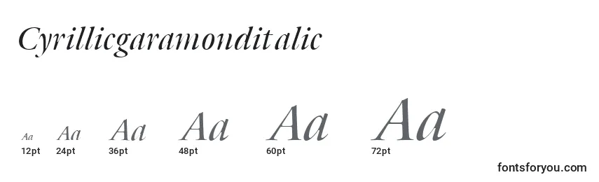 Размеры шрифта Cyrillicgaramonditalic
