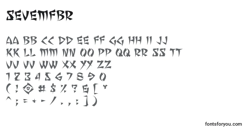 Czcionka Sevemfbr – alfabet, cyfry, specjalne znaki