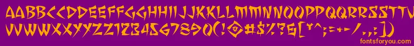 Sevemfbr-Schriftart – Orangefarbene Schriften auf violettem Hintergrund