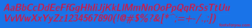 Lmsansdemicond10Oblique Font – Red Fonts on Blue Background