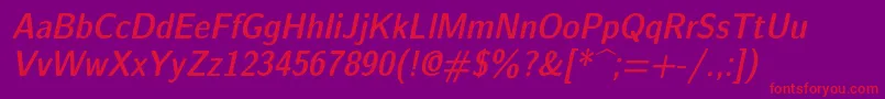 Lmsansdemicond10Oblique Font – Red Fonts on Purple Background