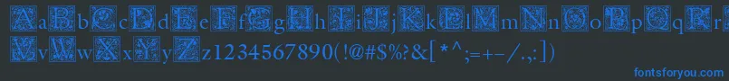 MedievalInitialTwo Font – Blue Fonts on Black Background