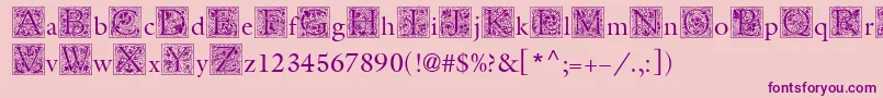 MedievalInitialTwo-fontti – violetit fontit vaaleanpunaisella taustalla