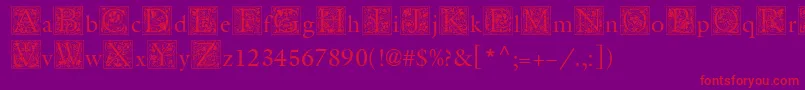 フォントMedievalInitialTwo – 紫の背景に赤い文字