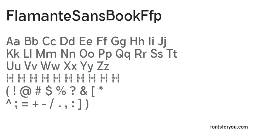 Шрифт FlamanteSansBookFfp – алфавит, цифры, специальные символы