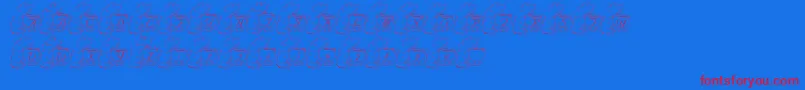 LmsCuriousMargarita-Schriftart – Rote Schriften auf blauem Hintergrund