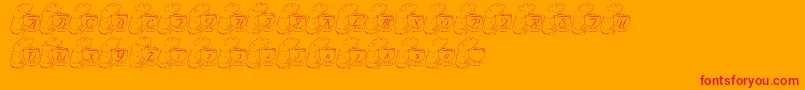 LmsCuriousMargarita-Schriftart – Rote Schriften auf orangefarbenem Hintergrund