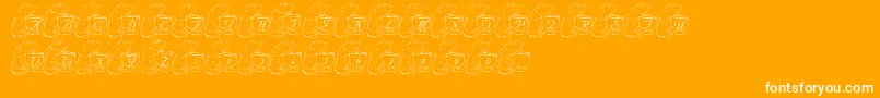 LmsCuriousMargarita-Schriftart – Weiße Schriften auf orangefarbenem Hintergrund