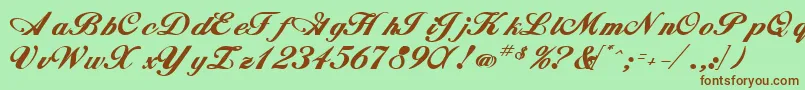 フォントWhimsiscriptssk ffy – 緑の背景に茶色のフォント
