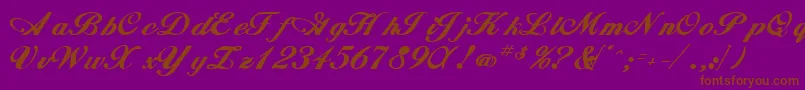 Whimsiscriptssk ffy-Schriftart – Braune Schriften auf violettem Hintergrund