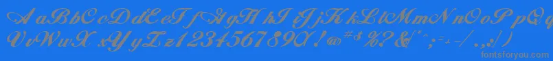 Whimsiscriptssk ffy-Schriftart – Graue Schriften auf blauem Hintergrund