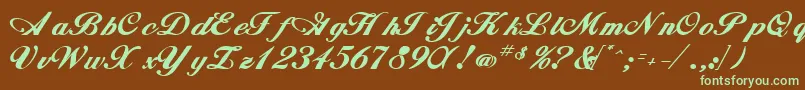 Whimsiscriptssk ffy-fontti – vihreät fontit ruskealla taustalla