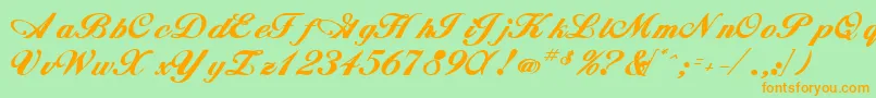 Whimsiscriptssk ffy Font – Orange Fonts on Green Background