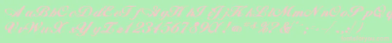 Whimsiscriptssk ffy-Schriftart – Rosa Schriften auf grünem Hintergrund
