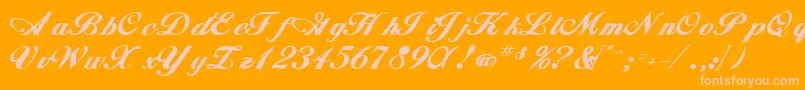Czcionka Whimsiscriptssk ffy – różowe czcionki na pomarańczowym tle