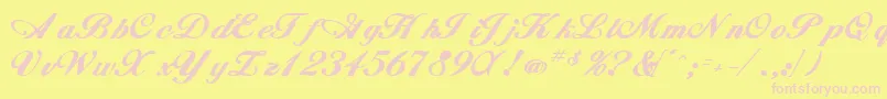 Czcionka Whimsiscriptssk ffy – różowe czcionki na żółtym tle