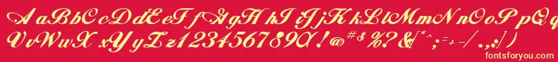 Whimsiscriptssk ffy Font – Yellow Fonts on Red Background