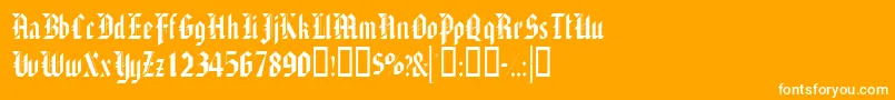 Alaricssk-Schriftart – Weiße Schriften auf orangefarbenem Hintergrund