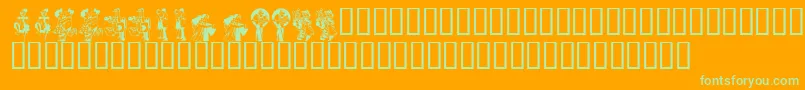 KrKickUpYourHeels-fontti – vihreät fontit oranssilla taustalla