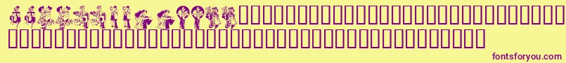 KrKickUpYourHeels Font – Purple Fonts on Yellow Background