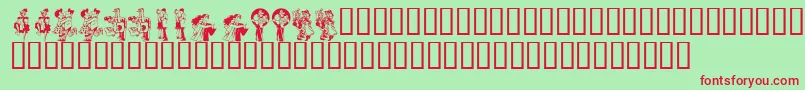 フォントKrKickUpYourHeels – 赤い文字の緑の背景