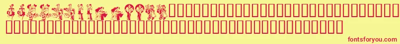 KrKickUpYourHeels Font – Red Fonts on Yellow Background