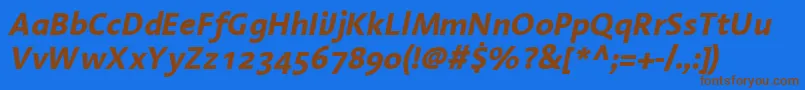LinotypeAromaBoldItalic Font – Brown Fonts on Blue Background