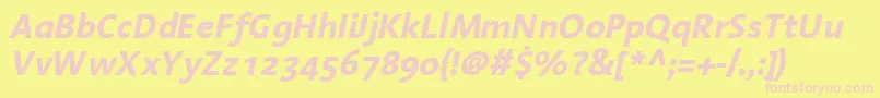 フォントLinotypeAromaBoldItalic – ピンクのフォント、黄色の背景
