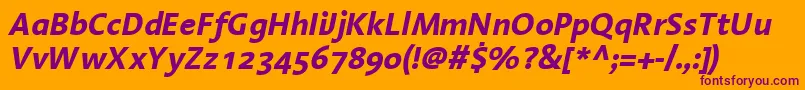 フォントLinotypeAromaBoldItalic – オレンジの背景に紫のフォント