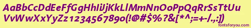 LinotypeAromaBoldItalic Font – Purple Fonts on Yellow Background
