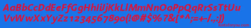 LinotypeAromaBoldItalic Font – Red Fonts on Blue Background
