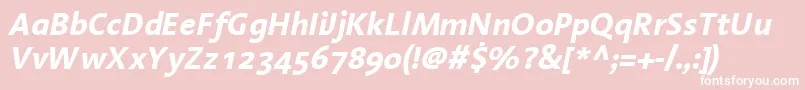フォントLinotypeAromaBoldItalic – ピンクの背景に白い文字