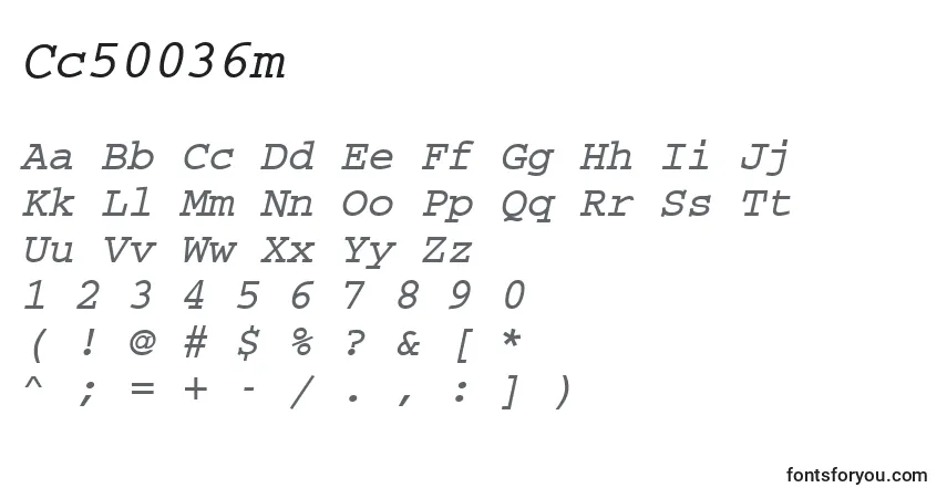 A fonte Cc50036m – alfabeto, números, caracteres especiais