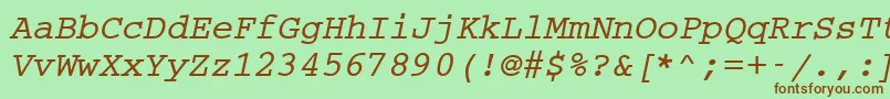 Cc50036m-fontti – ruskeat fontit vihreällä taustalla