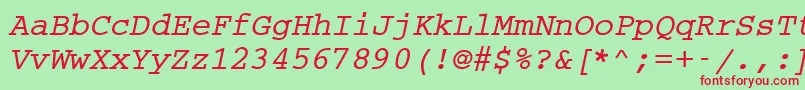 フォントCc50036m – 赤い文字の緑の背景