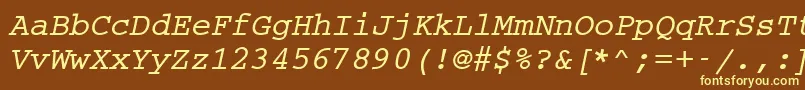 Cc50036m-fontti – keltaiset fontit ruskealla taustalla