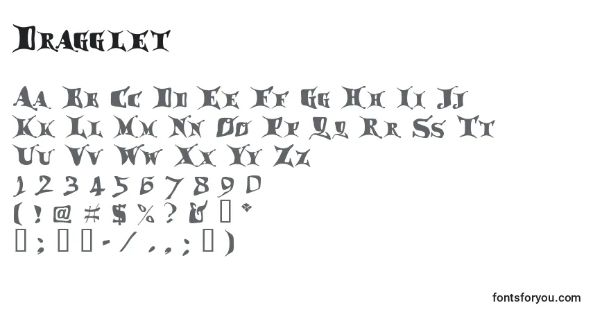 Czcionka Dragglet – alfabet, cyfry, specjalne znaki