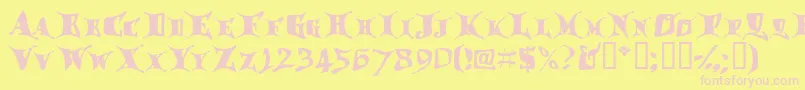 Dragglet-Schriftart – Rosa Schriften auf gelbem Hintergrund