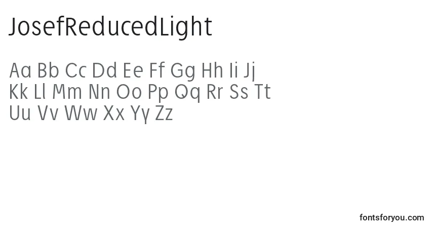 Шрифт JosefReducedLight – алфавит, цифры, специальные символы