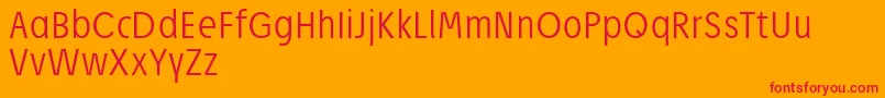JosefReducedLight-Schriftart – Rote Schriften auf orangefarbenem Hintergrund